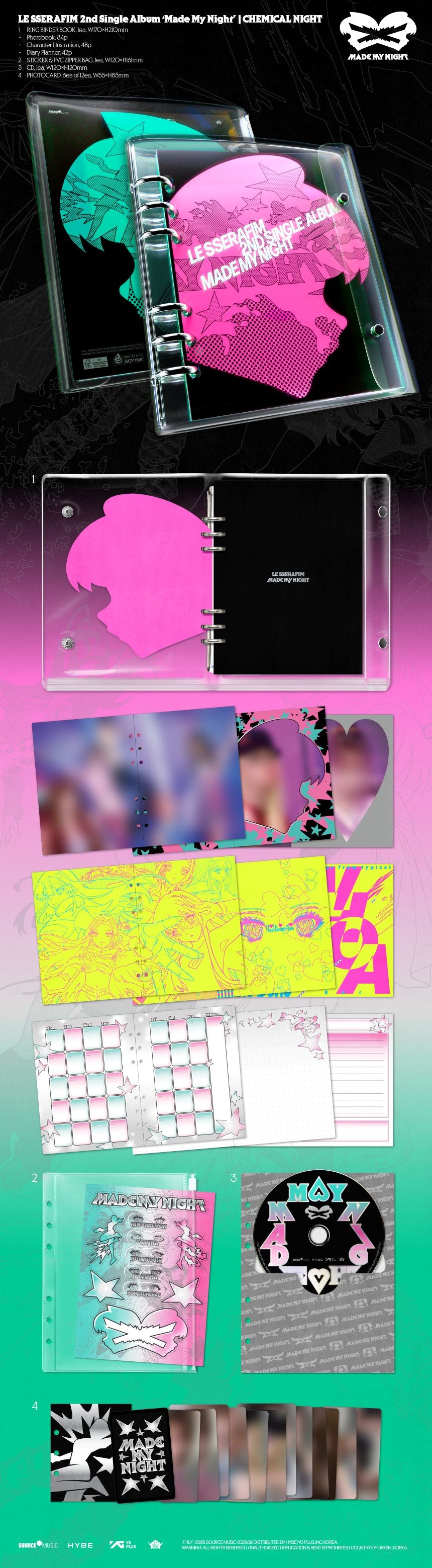 (Pre-Order) LE SSERAFIM - Made My Night - 2nd Single Album (Chemical Night Ver.)