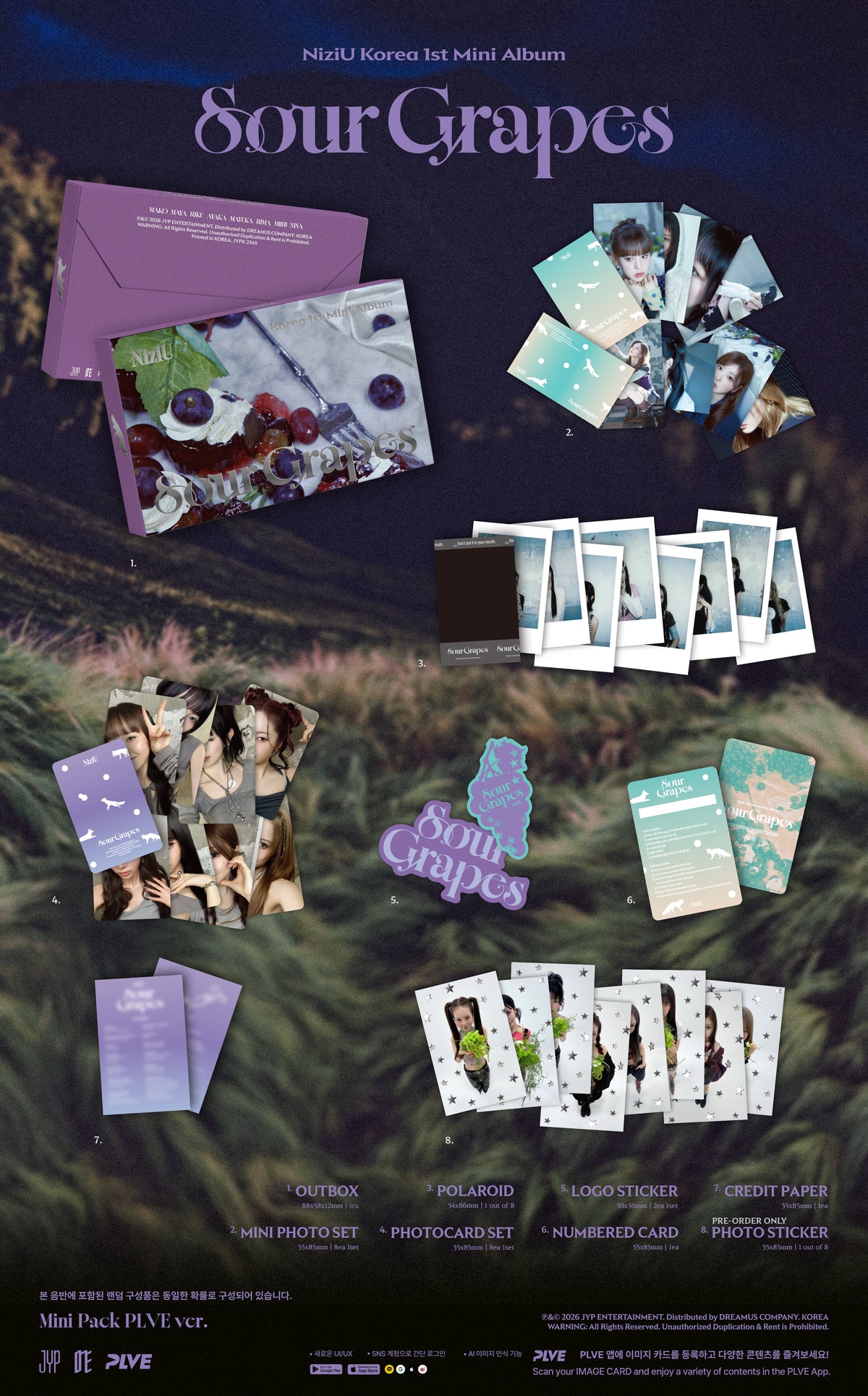 (Pre-Order) NiziU - Sour Grapes - 1st Mini Album (Mini Pack PLVE Ver.)