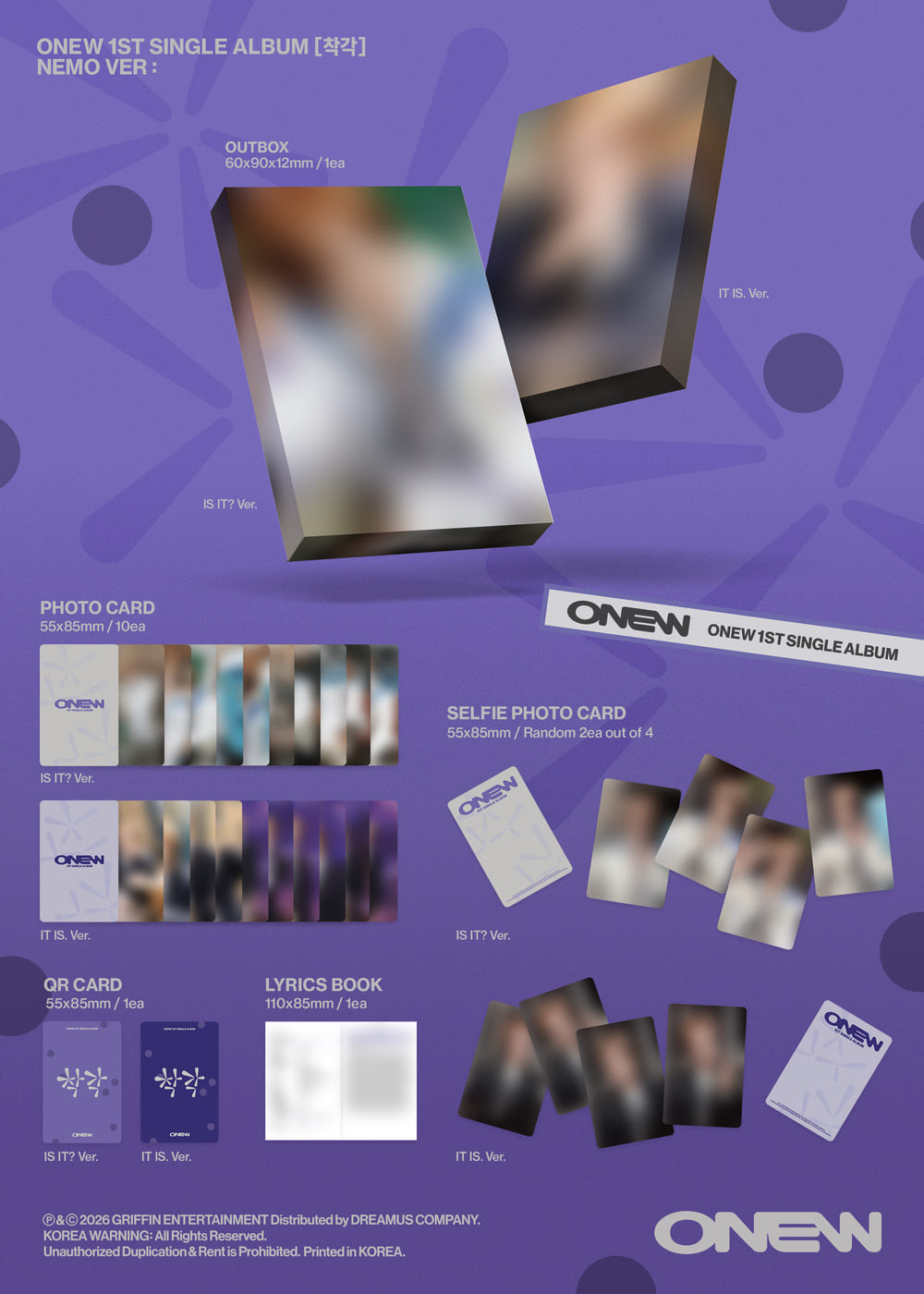 (Pre-Order) ONEW (SHINee) - 착각 (Illusion) - 1st Single Album (IS IT? Ver.) (NEMO Ver.)