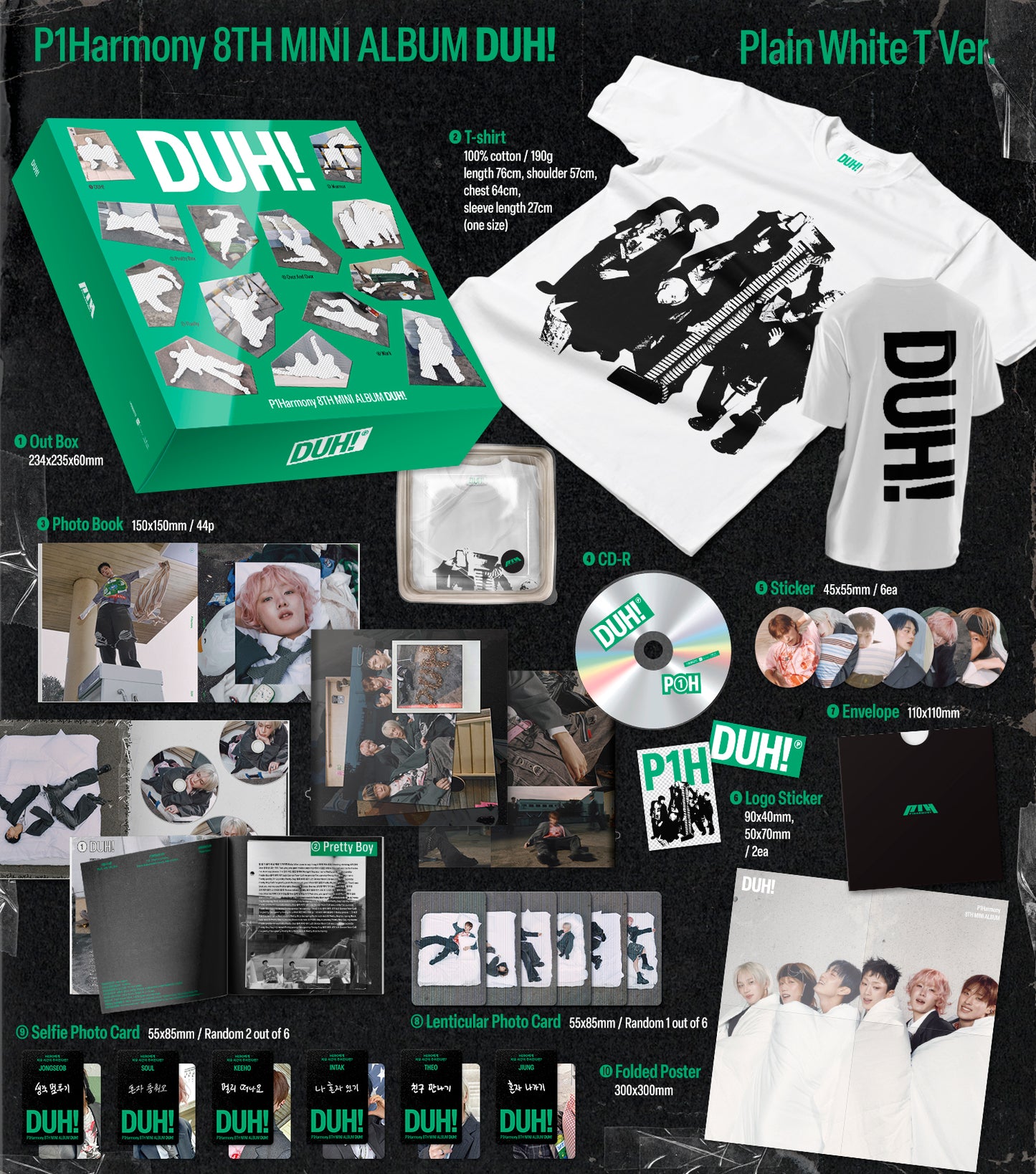 P1Harmony - DUH! - 8th Mini Album (MD/Plain White T Ver.)