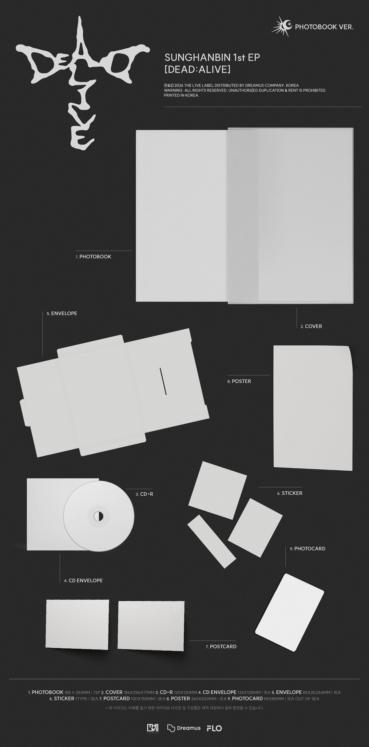 (Pre-Order) SUNG HANBIN (ZEROBASEONE) - DEAD:ALIVE - 1st Mini Album (Photobook Nocturne Ver.)