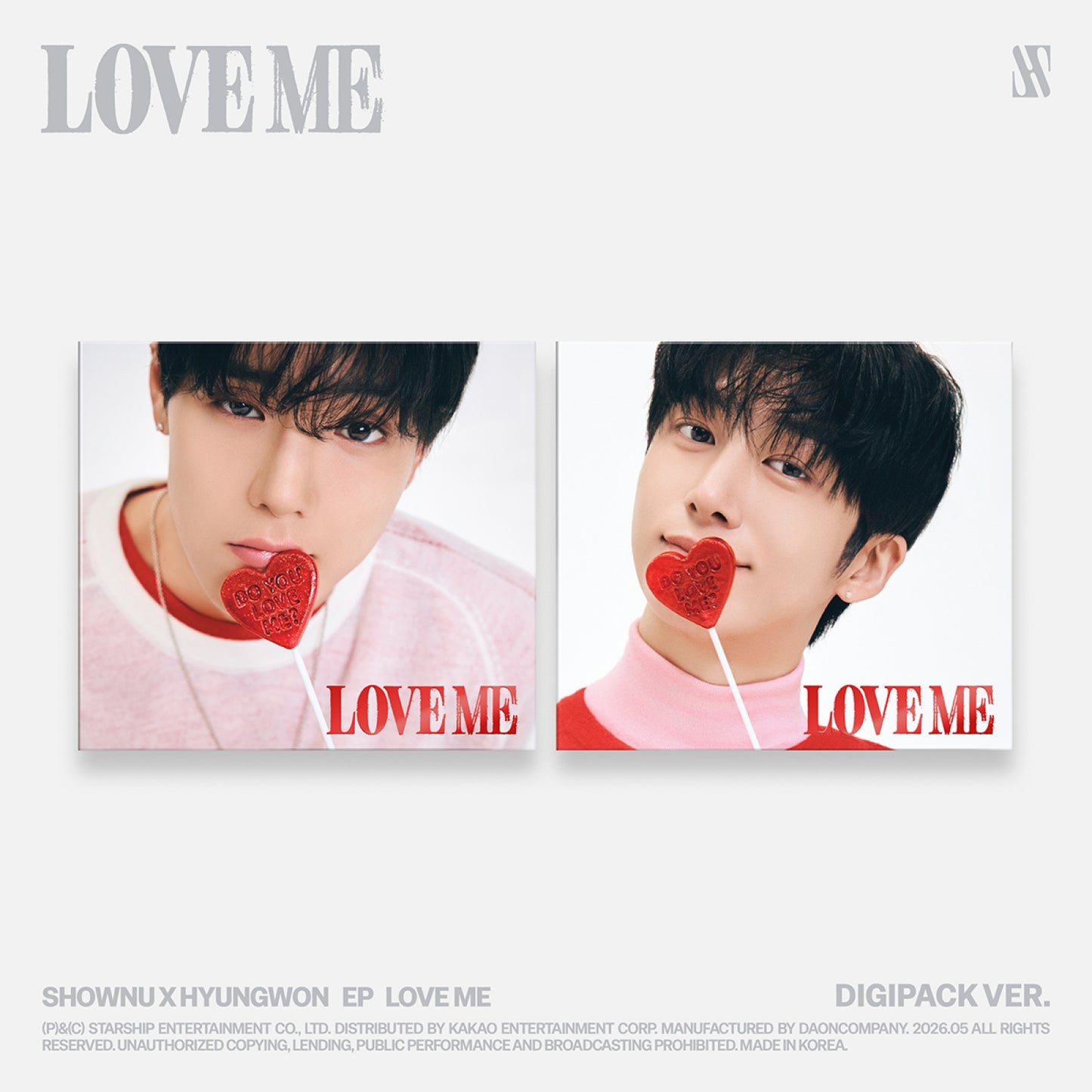 (Pre-Order) SHOWNU X HYUNGWON (MONSTA X) - LOVE ME - EP Album (Digipack Ver.)