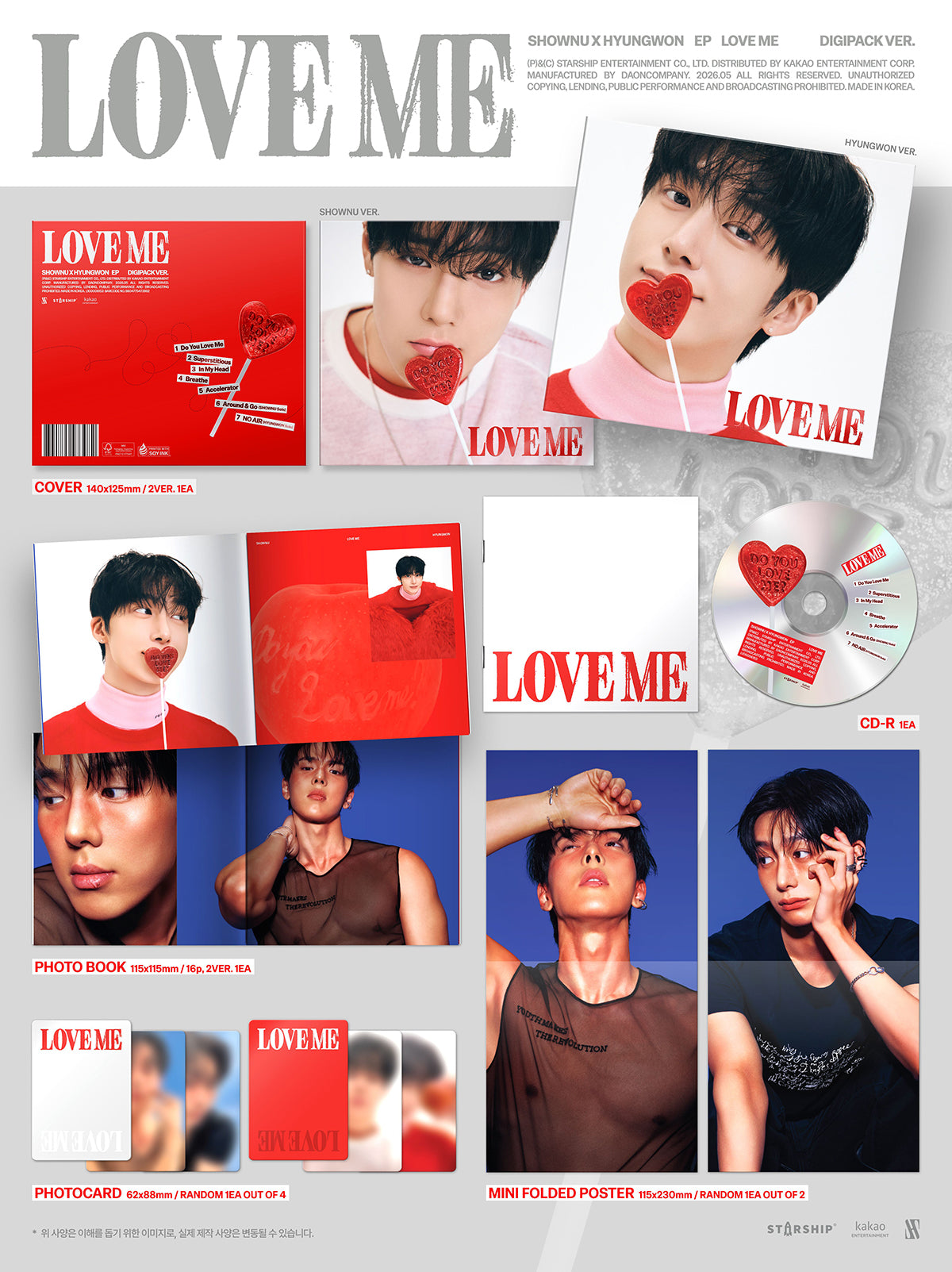 (Pre-Order) SHOWNU X HYUNGWON (MONSTA X) - LOVE ME - EP Album (Digipack Ver.)