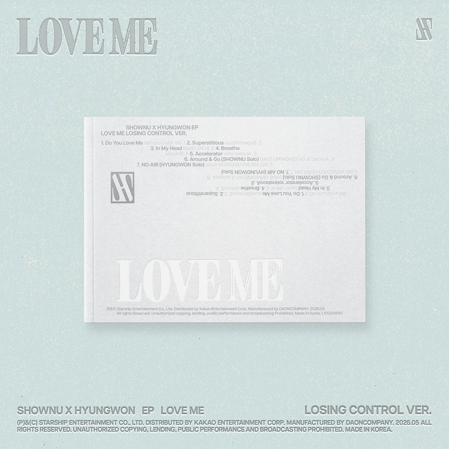 (Pre-Order) SHOWNU X HYUNGWON (MONSTA X) - LOVE ME - EP Album (LOSING CONTROL Ver.)