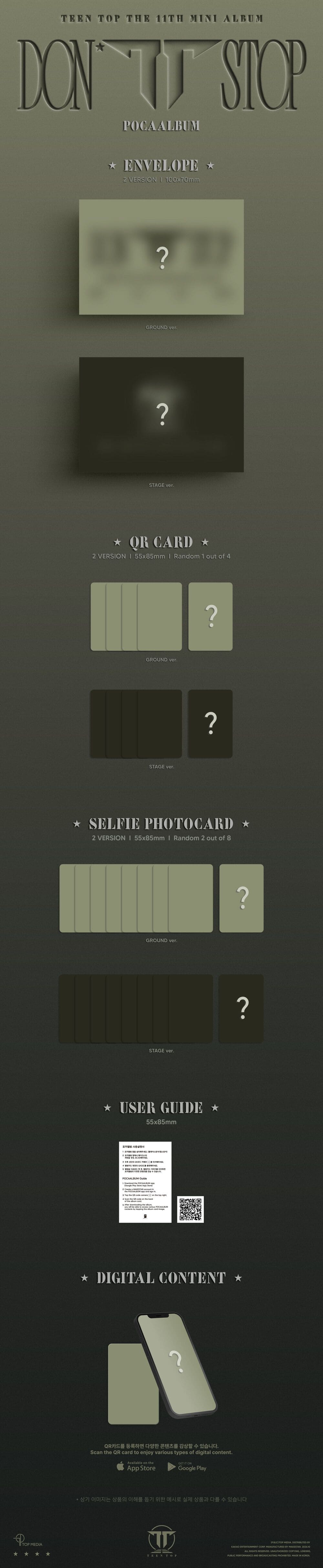 (Pre-Order) TEEN TOP - DON'T STOP - 11th EP Album (POCAALBUM Ver.)