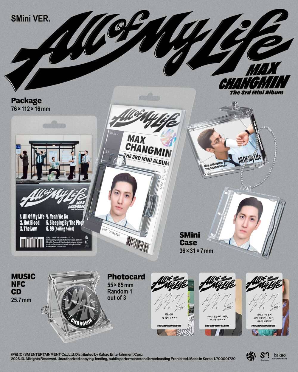 (Pre-Order) MAX CHANGMIN (TVXQ!) - All Of My Life - 3rd Mini Album (SMini Ver. / Smart Album)