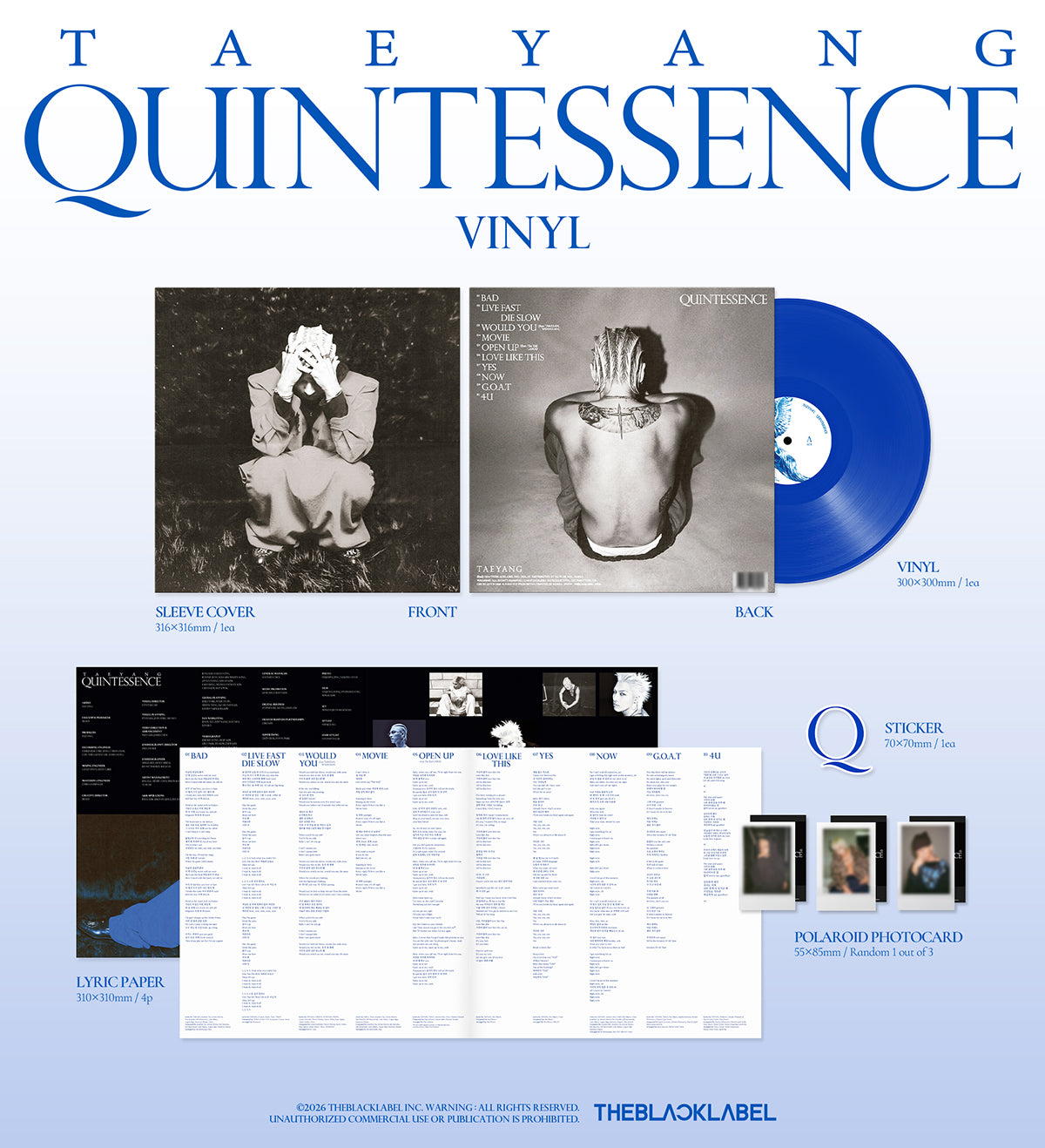 (Pre-Order) TAEYANG - QUINTESSENCE - Album (Vinyl Ver.)