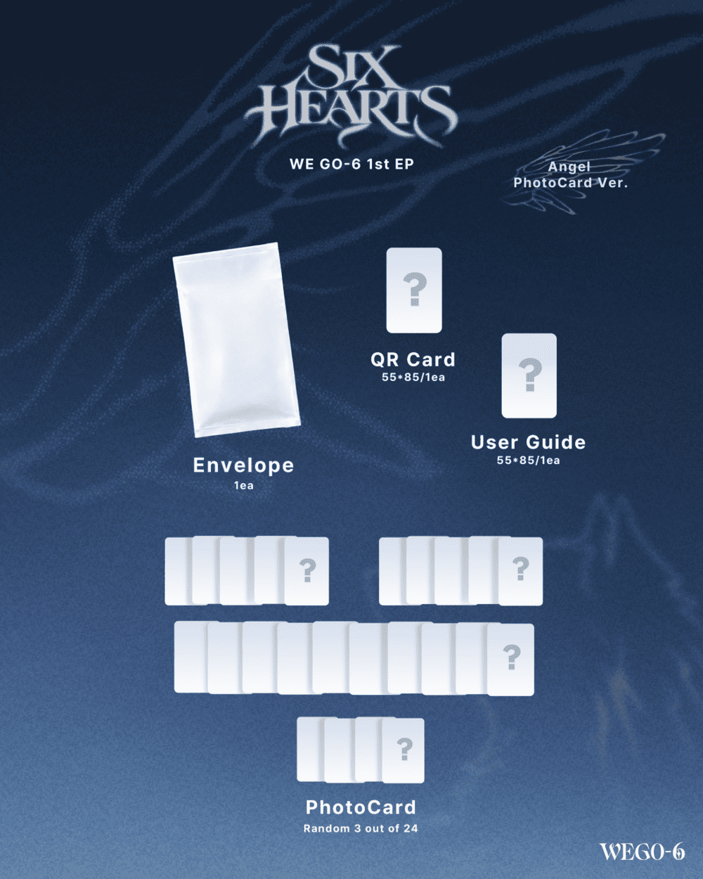 (Pre-Order) WE GO-6 - SIX HEARTS - 1st Mini Album (Angel Photocard Ver.)