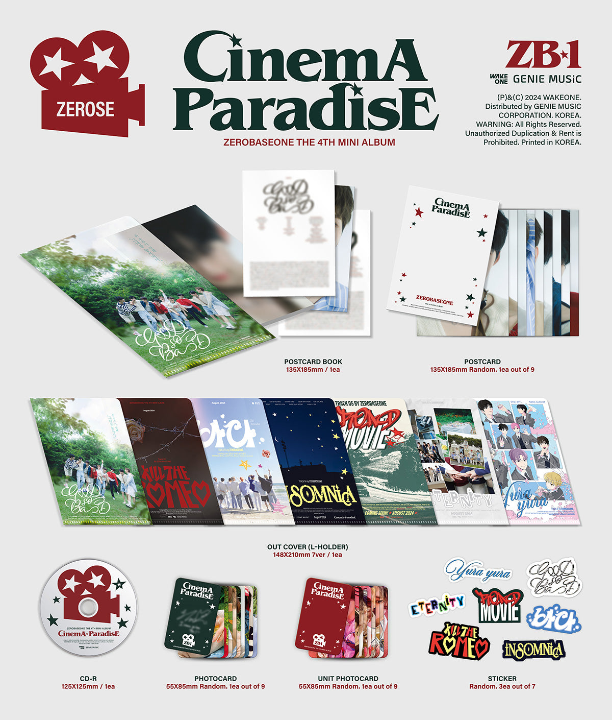 ZEROBASEONE - CINEMA PARADISE - 4th Mini Album (ZEROSE Ver.)