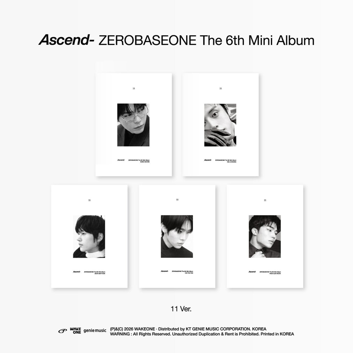 (5 Ver. SET // Pre-Order + POB) ZEROBASEONE - Ascend- - 6th Mini Album (11 Ver.)