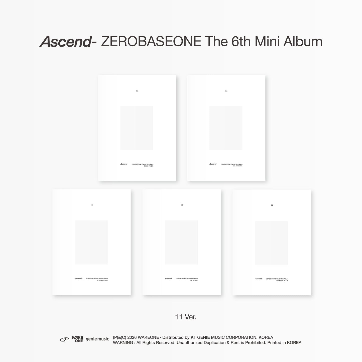 (5 Ver. SET // Pre-Order) ZEROBASEONE - Ascend- - 6th Mini Album (11 Ver.)