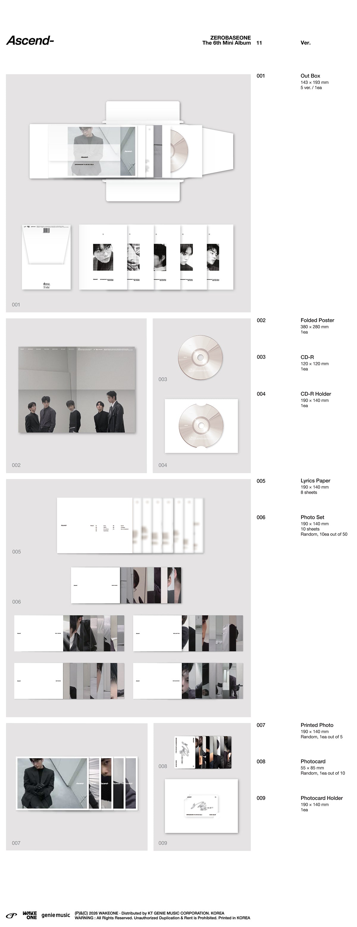 (Pre-Order) ZEROBASEONE - Ascend- - 6th Mini Album (11 Ver.)