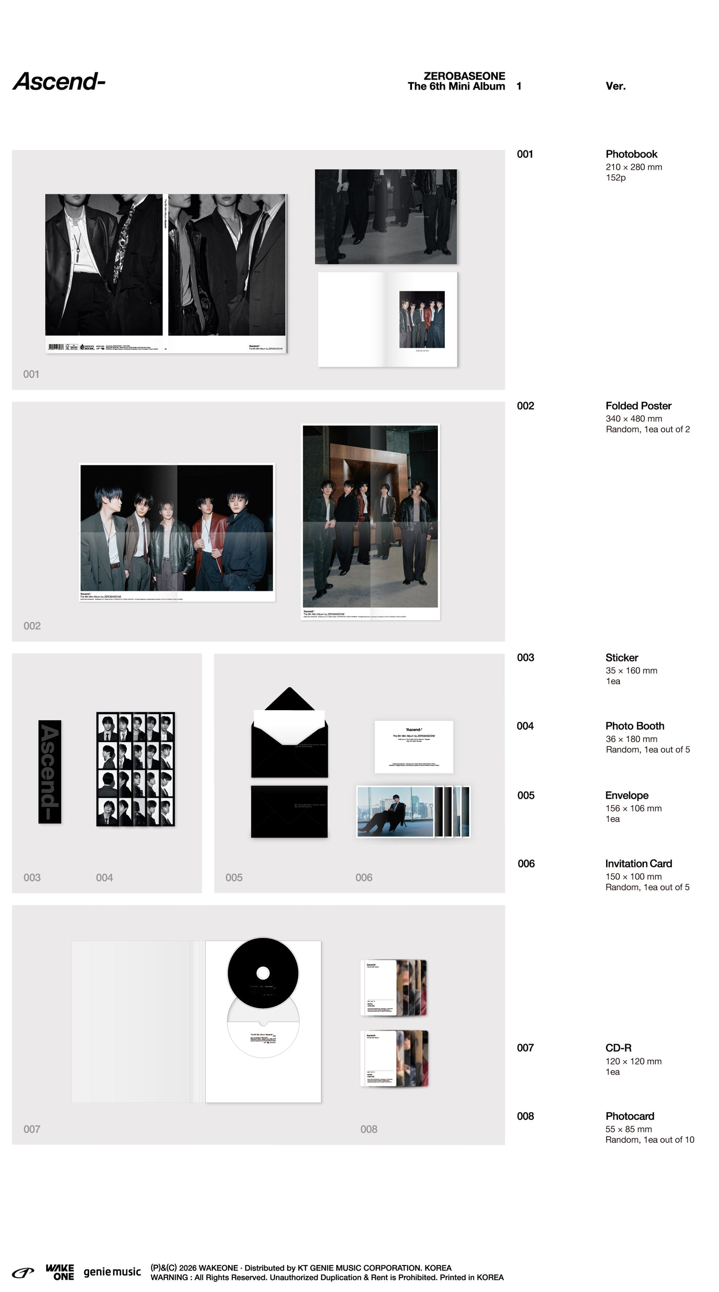 (Pre-Order + POB) ZEROBASEONE - Ascend- - 6th Mini Album (Photobook Ver.)