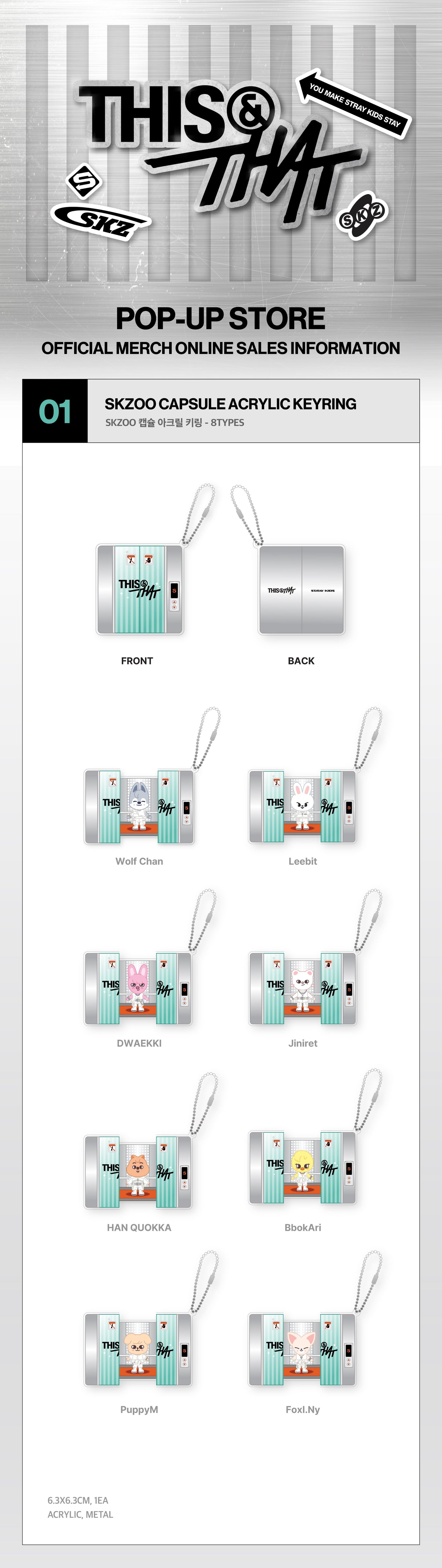 (Pre-Order) Stray Kids - THIS & THAT POP-UP STORE MD - SKZOO Capsule Acrylic Keyring