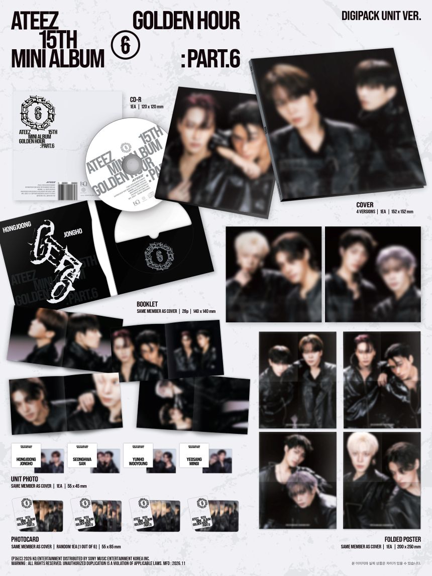 (Pre-Order) ATEEZ - GOLDEN HOUR : Part.6 - 15th Mini Album (Digipack Unit Ver.)