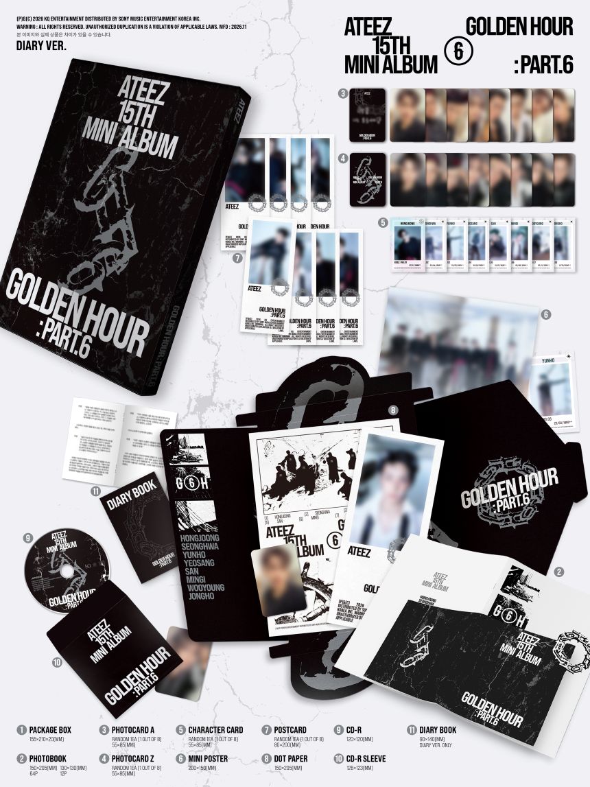 (Pre-Order) ATEEZ - GOLDEN HOUR : Part.6 - 15th Mini Album (Standard Ver.)