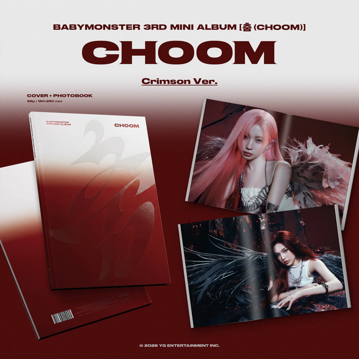 ((Pre-Order) GROUP VIDEO CALL EVENT) BABYMONSTER - CHOOM - 3rd Mini Album (Crimson / Metallic / Prism Ver.)