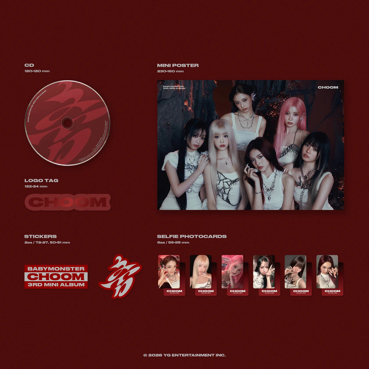 ((Pre-Order) GROUP VIDEO CALL EVENT) BABYMONSTER - CHOOM - 3rd Mini Album (Crimson / Metallic / Prism Ver.)