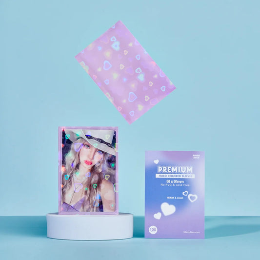 Mandu Deco - Colored Holo Photocard Sleeves - Heart Holo Lilac (100 Pack)