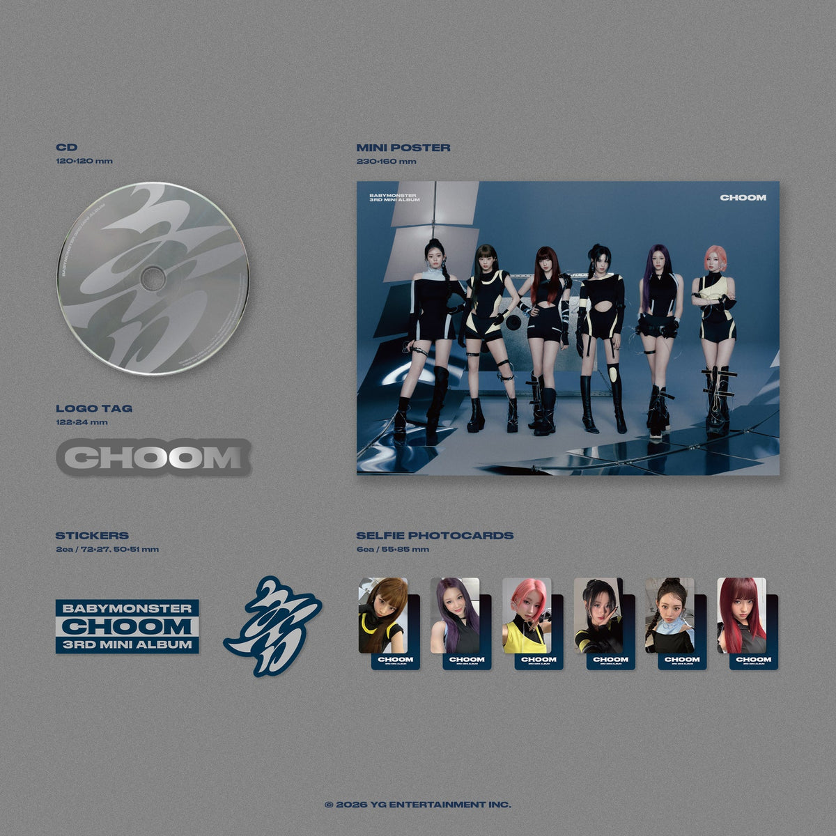 ((Pre-Order) GROUP VIDEO CALL EVENT) BABYMONSTER - CHOOM - 3rd Mini Album (Crimson / Metallic / Prism Ver.)
