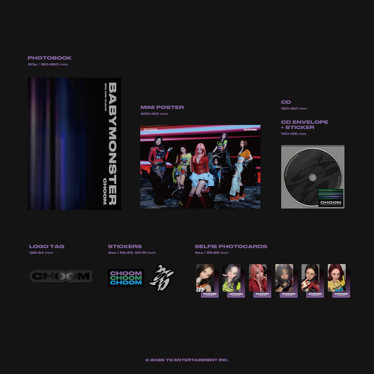 ((Pre-Order) GROUP VIDEO CALL EVENT) BABYMONSTER - CHOOM - 3rd Mini Album (Crimson / Metallic / Prism Ver.)