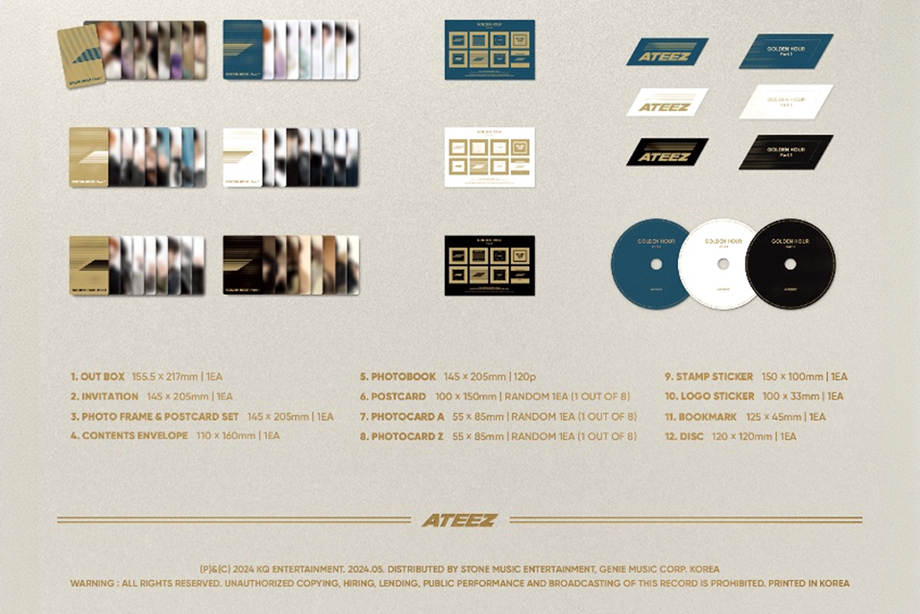 (Pre-Order + WITHMUU PHOTOCARD) ATEEZ - GOLDEN HOUR : Part. 1 - 10th Mini Album